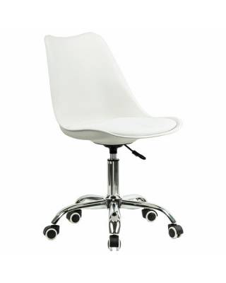 Кресло стул  "Eames MG-310 CH", хром, пластик белый, экокожа белая, 532923