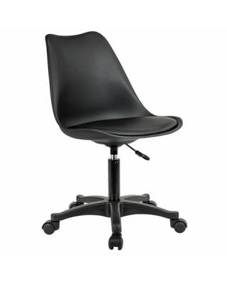 Кресло стул  "Eames MG-310 PL", пластик черный, экокожа черная, 532927